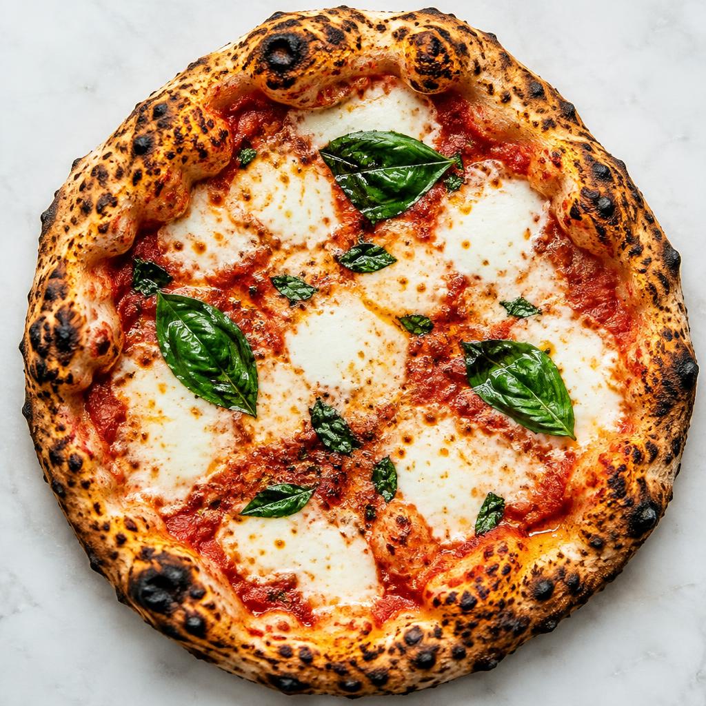 Wood-fired margherita pizza
